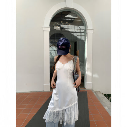 Sexy satin tube top suspender dress