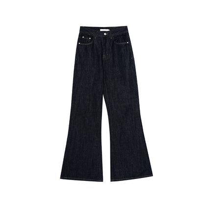 Gradual change washed blue cotton high waist micro pull jeans