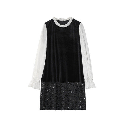 Heavy Industry sequined velvet fake two-piece dress
