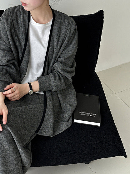 Soft waxy wool diagonal placket splicing top + high waist skirt two-piece women's autumn suit