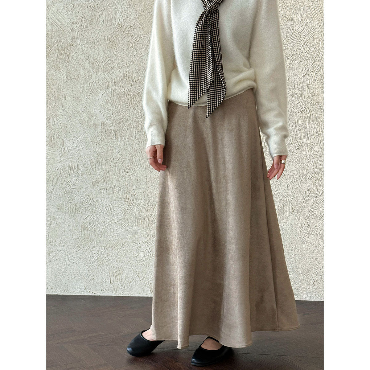 Vintage velvet high-waisted midi skirt - new autumn collection, premium quality, versatile a-line design