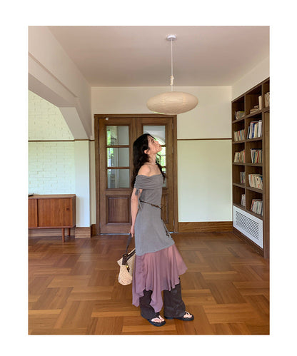 Asymmetrical Off-Shoulder Maxi Dress