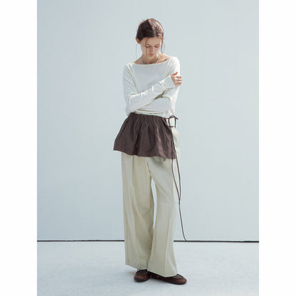 Spring new casual high-waisted mulberry silk lace-up simple and versatile ultra-short skirt