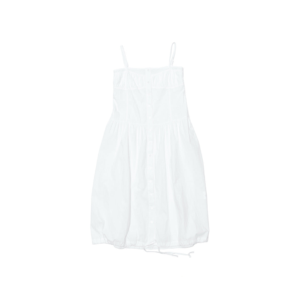 Summer new casual one-word collar pleated design sense solid color lace-up long suspender skirt