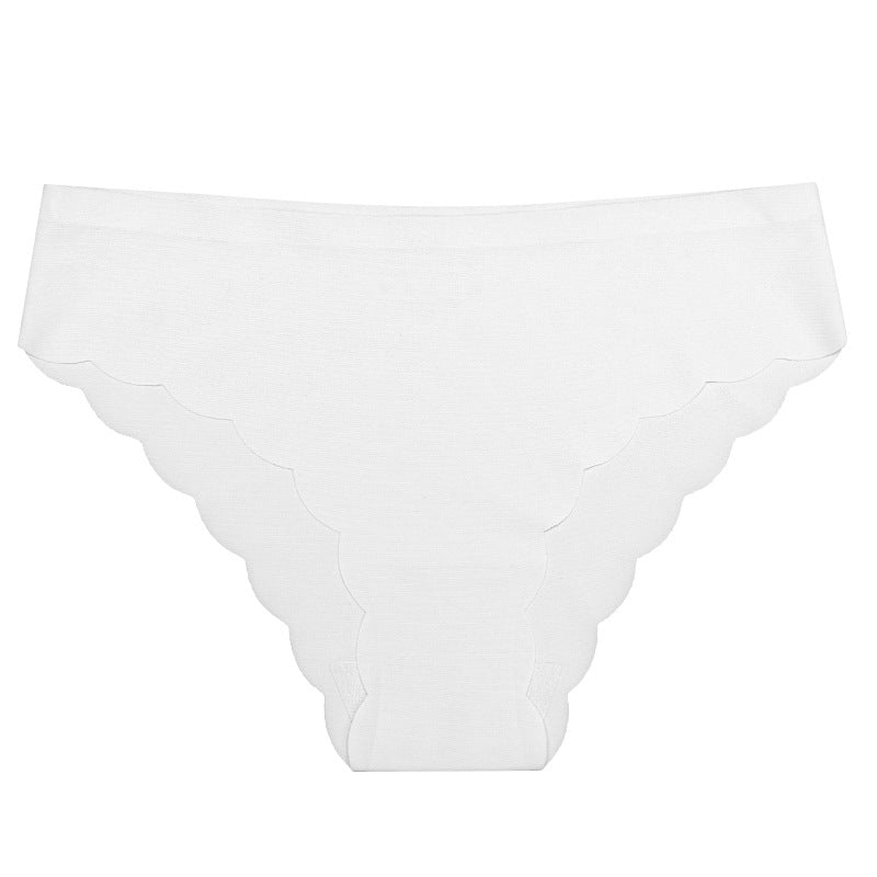 Ice silk seamless underwear wavy edge low waist sports fold edge underwear women's nylon briefs