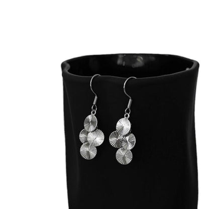 Shining car flower sequined earrings fashionable light luxury pleated disc ear hooks unique creative sense tassel thin earrings