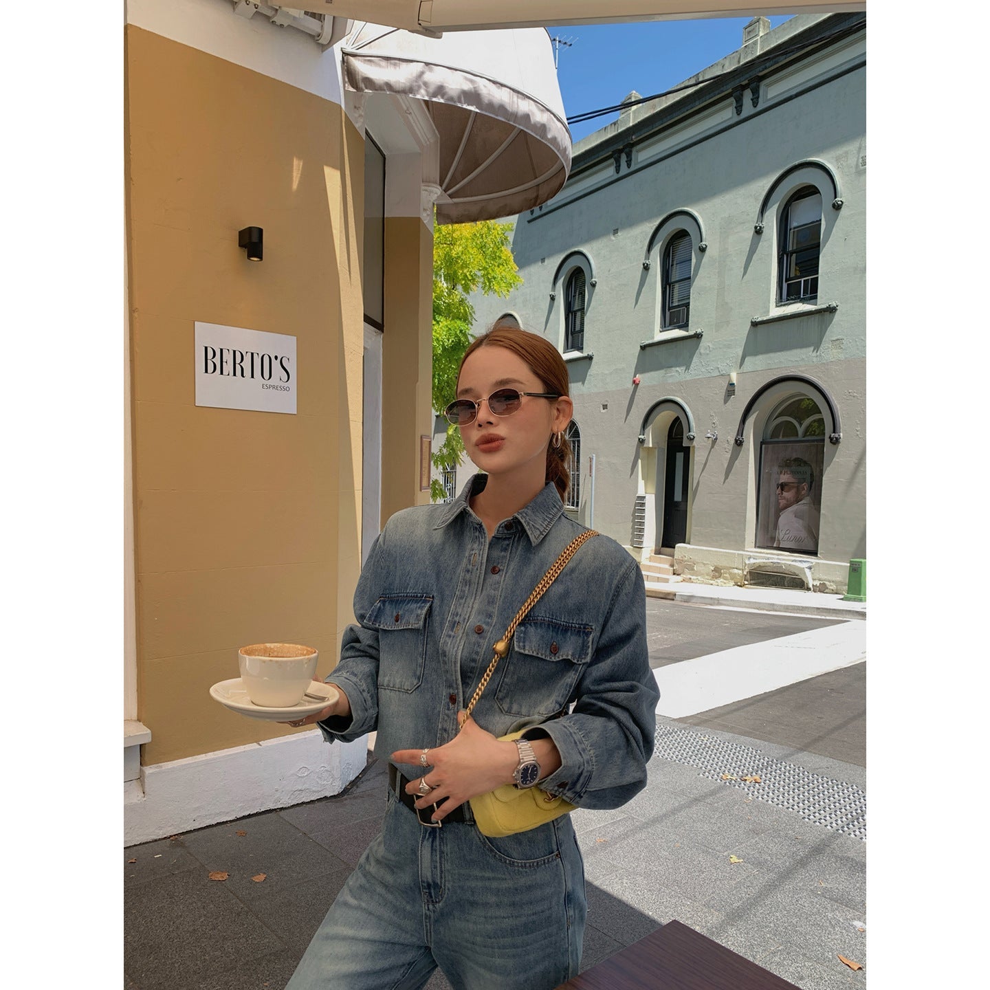 Early spring retro Hong Kong style pants, thin fashion washed denim suit