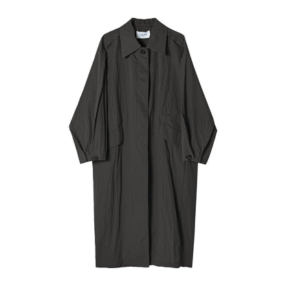 Spring new commuter design loose cocoon-shaped slightly wrinkled texture trench coat