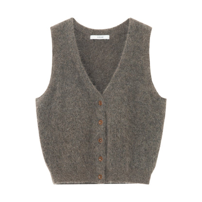 Early spring new soft fluffy mohair velvet V-neck knitted sleeveless vest cardigan