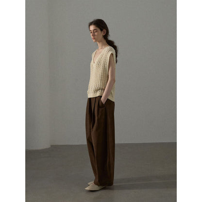 Autumn knitted vest women's three-dimensional cotton V-neck mass texture blouse