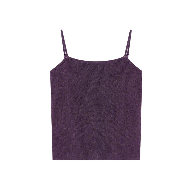 Five-color stretch inner with grooved strips Lyocell knitted camisole