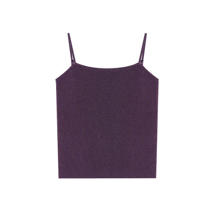 Five-color stretch inner with grooved strips Lyocell knitted camisole