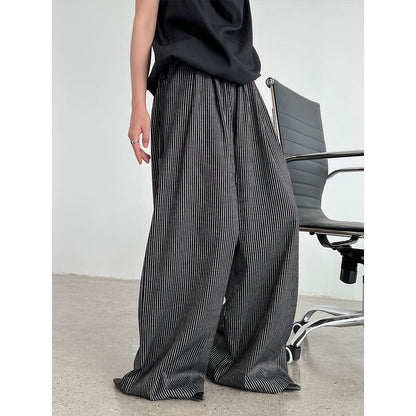 American lazy striped casual pants women's summer new loose straight-leg pants drape wide-leg pants