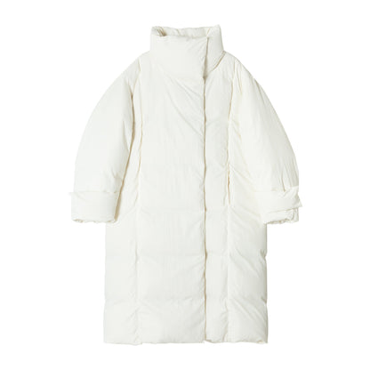 Winter new 90 white duck down stand-up collar lace-up matte matte texture down jacket