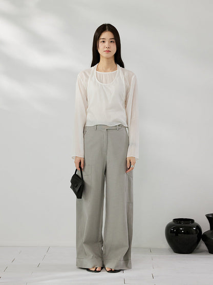 Loose wide-leg Tibetan meat and thin high-waisted summer tooling casual pants