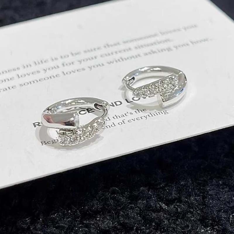 French micro-inlaid zircon nail earrings women's light luxury high-end French exquisite ear buckle niche earrings