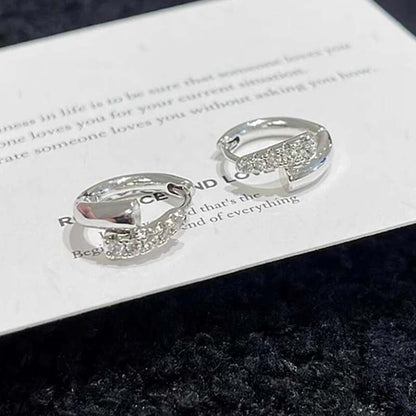 French micro-inlaid zircon nail earrings women's light luxury high-end French exquisite ear buckle niche earrings