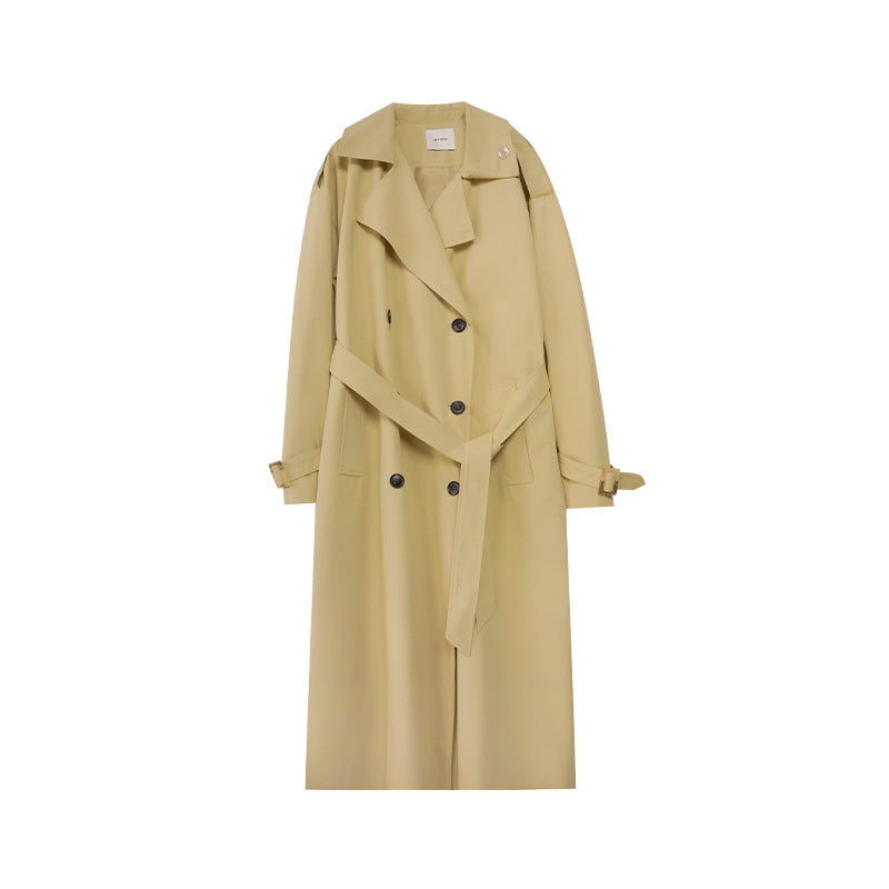 Loose temperament long trench coat