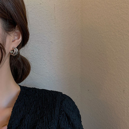 High-end earrings New trendy cold wind earrings Women's French stud earrings Personalized design earrings