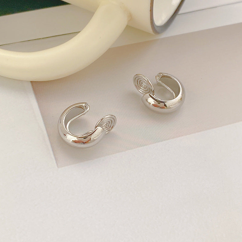 Tide mosquito coil disc ear clips, no ear piercings, white-collar temperament fashion earrings