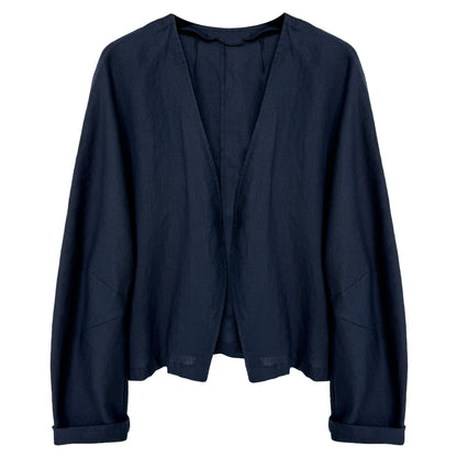 Premium ramie simple buckle-free cardigan jacket women's 26 spring new comfortable breathable top