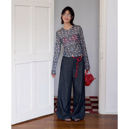 Vintage Washed Twill Wide Leg Jeans