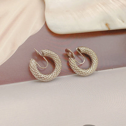 Tide mosquito coil disc ear clips, no ear piercings, white-collar temperament fashion earrings