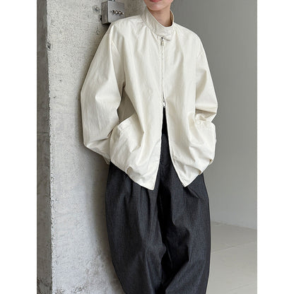Cocoon-shaped bud stand-up collar buckle jacket women's autumn new Korean lazy casual jacket