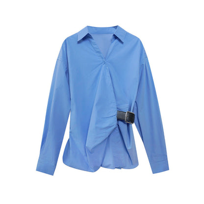 Irregular cardigan waist high-end shirt women's long sleeves