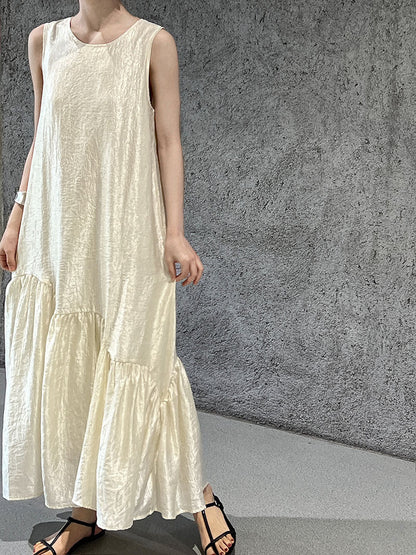 Summer women's new pearlescent sleeveless asymmetrical patchwork mermaid tank dress