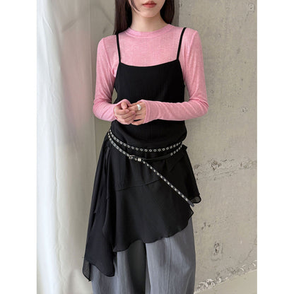 Korean perspective texture versatile bottoming shirt women's spring new commuting long-sleeved T-shirt
