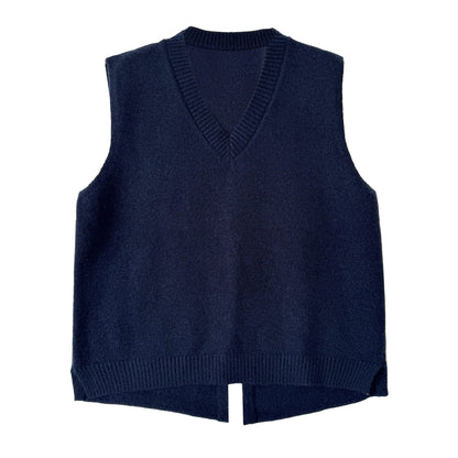 Stacked knitted vest women's autumn new versatile split vest vest sleeveless top