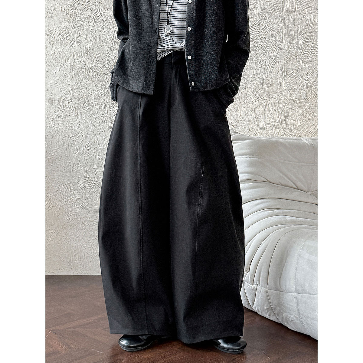 American retro three-dimensional cutting tooling wide-leg pants spring new straight pants broken-sewn sickle pants