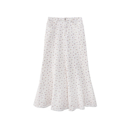 Sweet age-reducing floral fishtail hip skirt