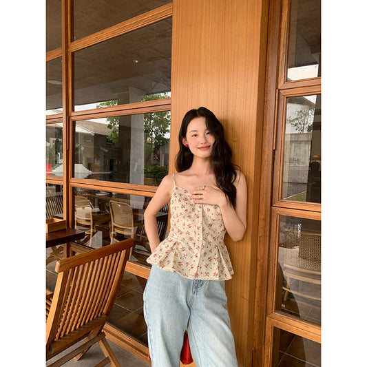 Design waist floral sling vest