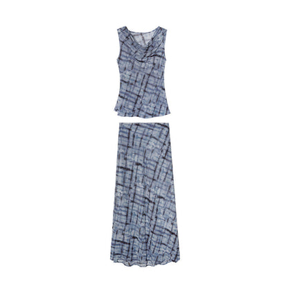 Fashion Trend Two-piece Sleeveless Swinging Neck Women's Suit