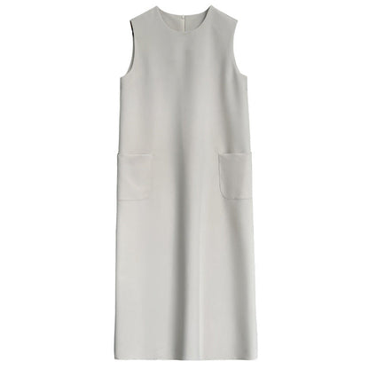 Temperament simple commuter sleeveless suit vest dress women's loose round neck drape straight skirt
