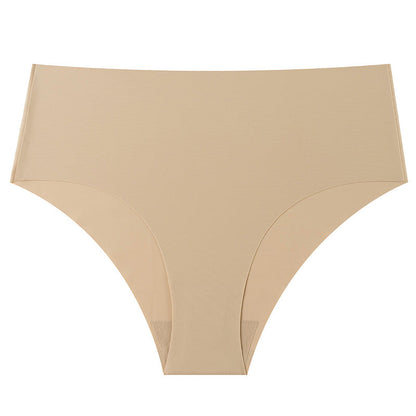 Mid-waist large-size women's briefs, seamless ice silk pants, breathable and quick-drying nylon panties for women