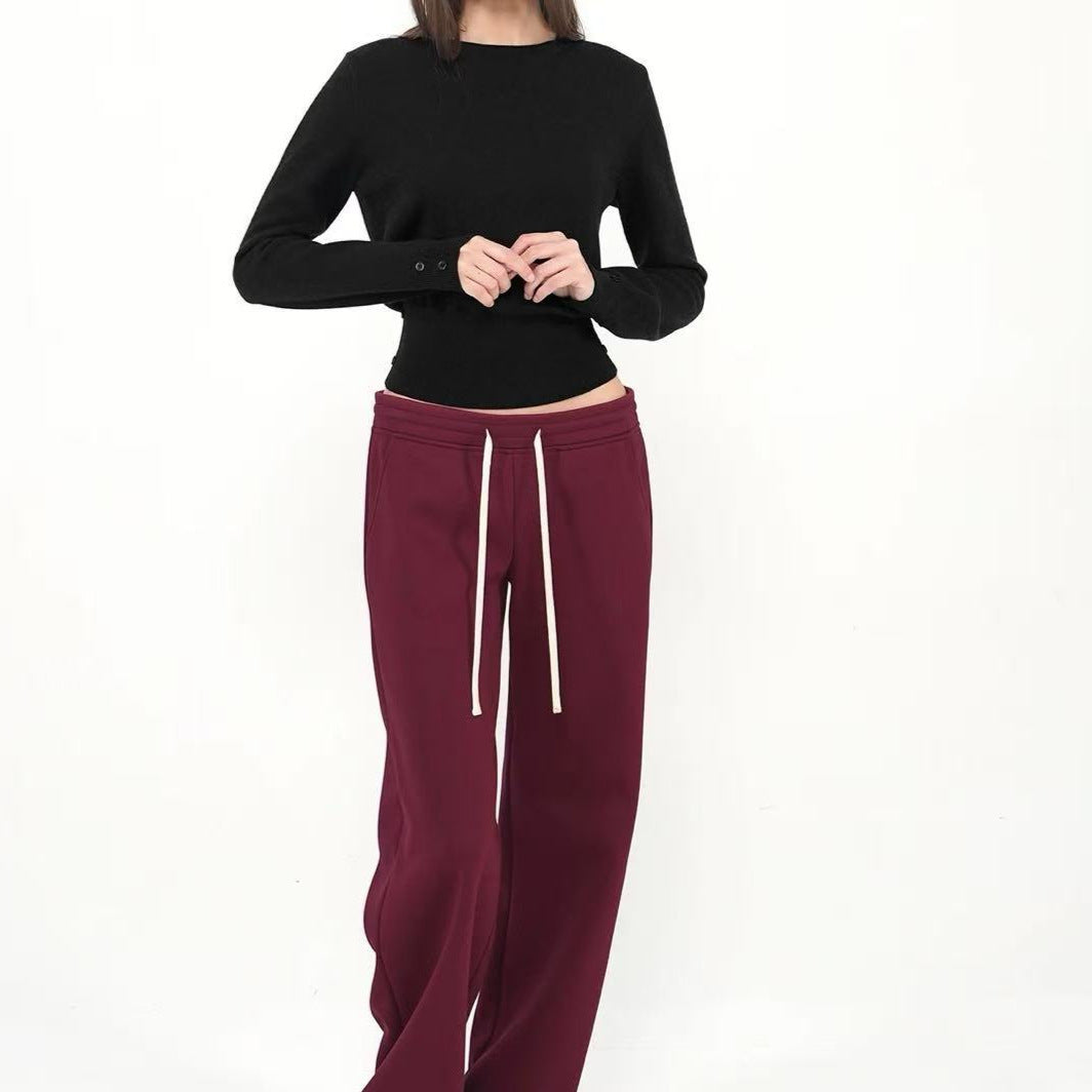 The new autumn and winter versatile purity wants to be simple, three-color loose crew neck, cinched waist and long sleeves