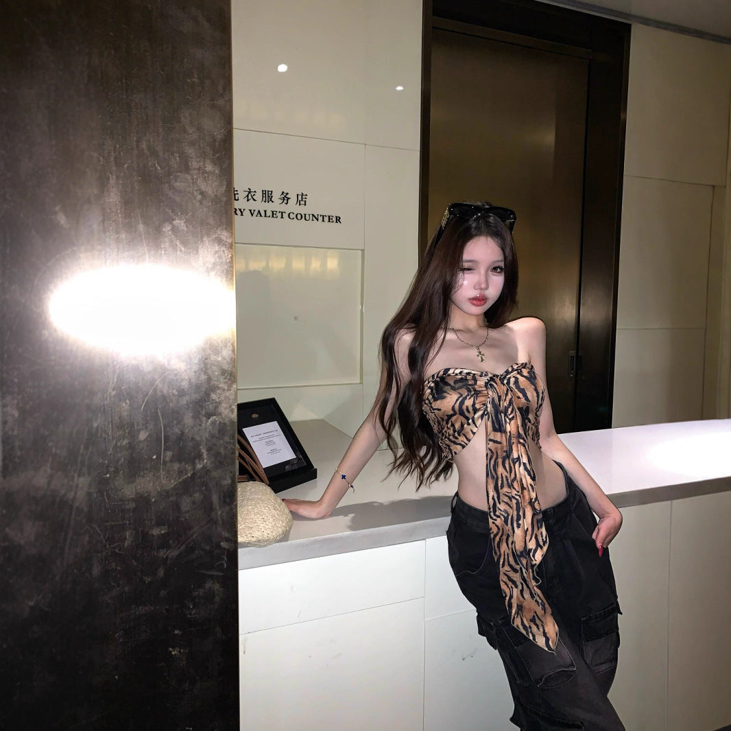 Leopard Print Backless Tube Top