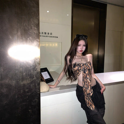 Leopard Print Backless Tube Top
