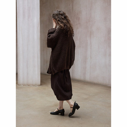 Hollow Mahai wool knitted cardigan daily commute soft waxy skin-friendly versatile jacket
