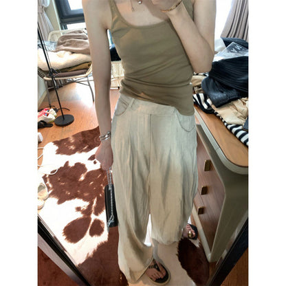 Thin linen wide-leg pants