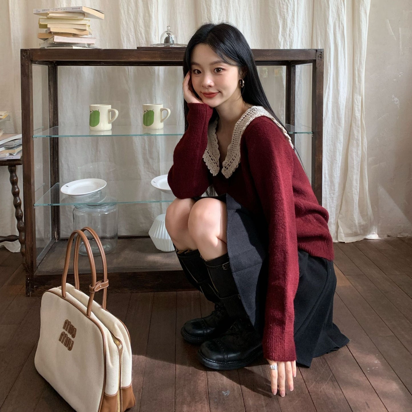Academy style sweet age-reducing temperament soft waxy sweater cardigan