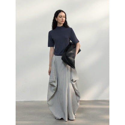 New design Tencel adjustable waist micro-fold texture cocoon skirt