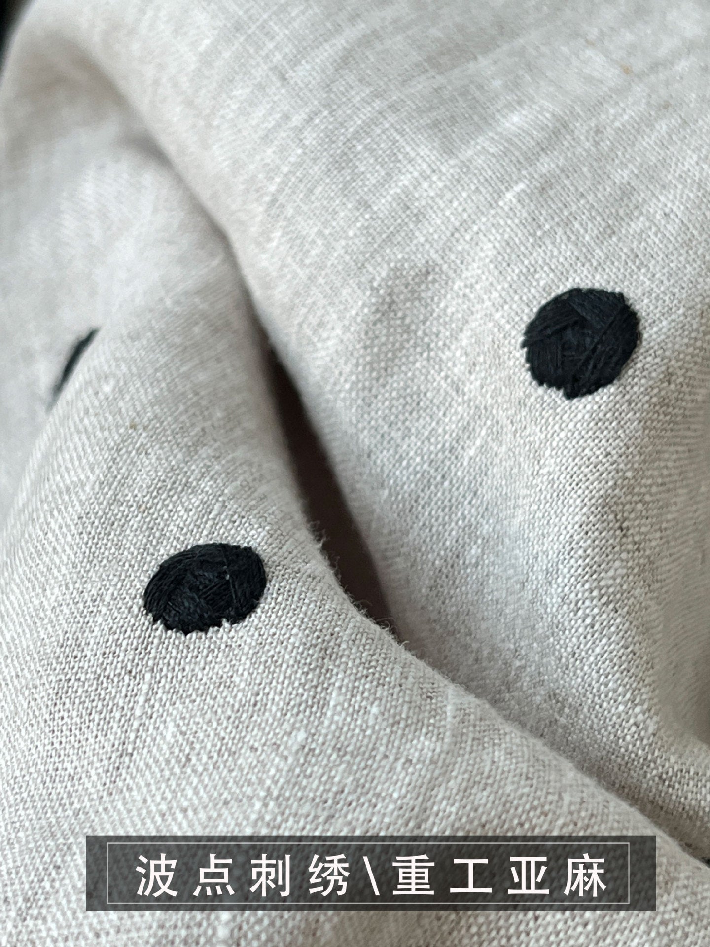 Heavy industry linen~ polka dot embroidery elastic waist thin cotton and linen casual pants women's wide-leg sickle pants
