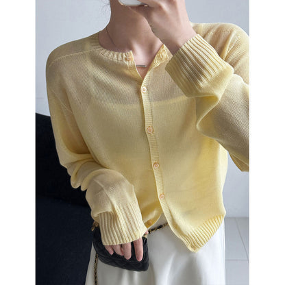 Gentle and lazy knitted cardigan women's spring new thin versatile sweater jacket base
