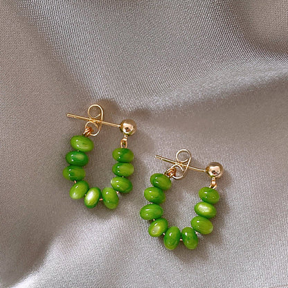 Green earrings New stud earrings Tide light luxury earrings High-end niche design Earrings Temperament Women's Summer