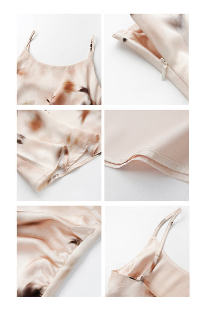 Slim temperament waist print suspender dress women