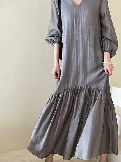 Tencel fabric~ French design fishtail dress autumn new loose and gentle long skirt